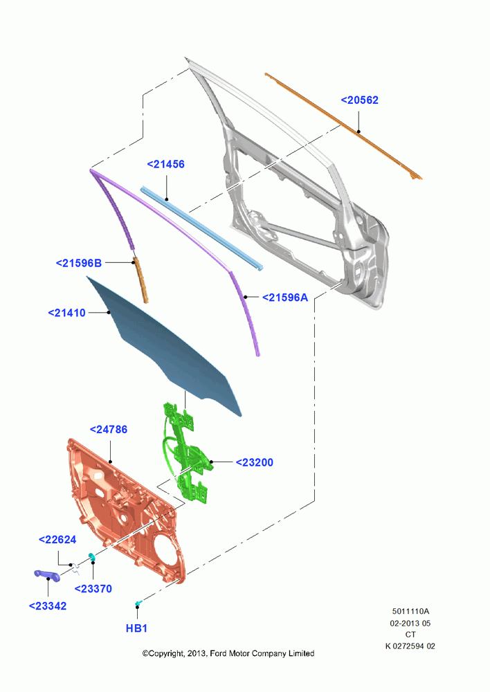 10A - Front Door Glass & Window Controls, With Manual Front Windows; 29/APR/2013-01/AUG/2019