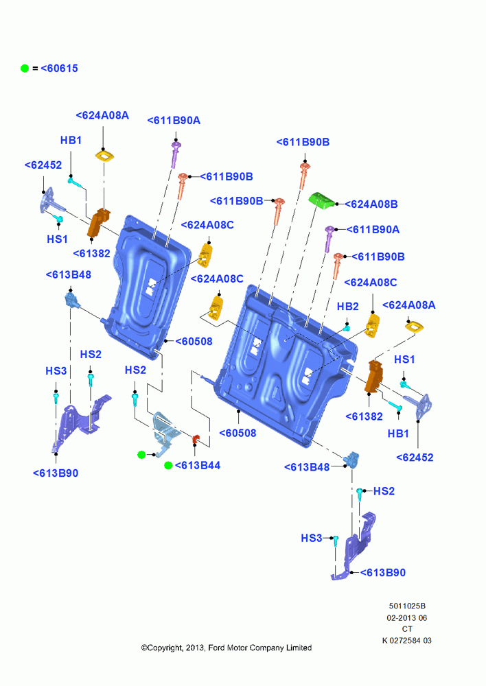 25B - Rear Seat Back, 5 Door Sedan; 29/APR/2013-01/AUG/2019