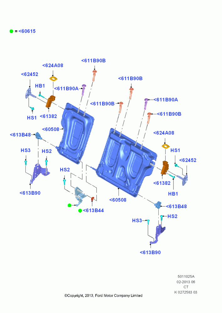 25A - Rear Seat Back, 4 Door Sedan; 29/APR/2013-01/AUG/2019
