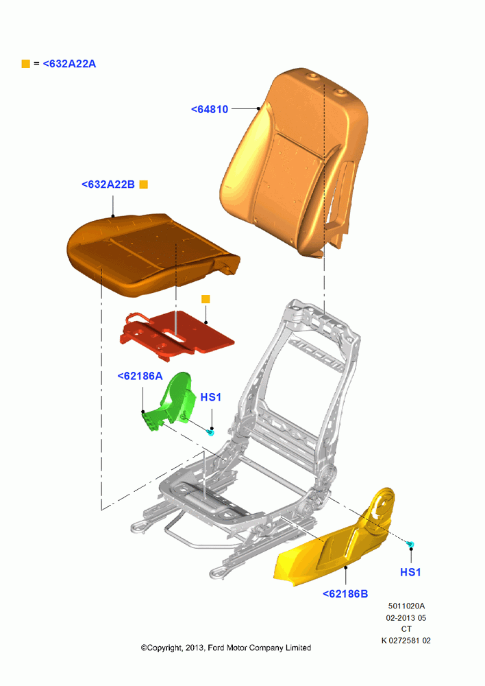 20A - Front Seat Pads/Valances & Heating, Less Temp Control Driver Seat, Less Temp Control Passenger Seat, With Low Back Front Seats; 29/APR/2013-01/AUG/2019