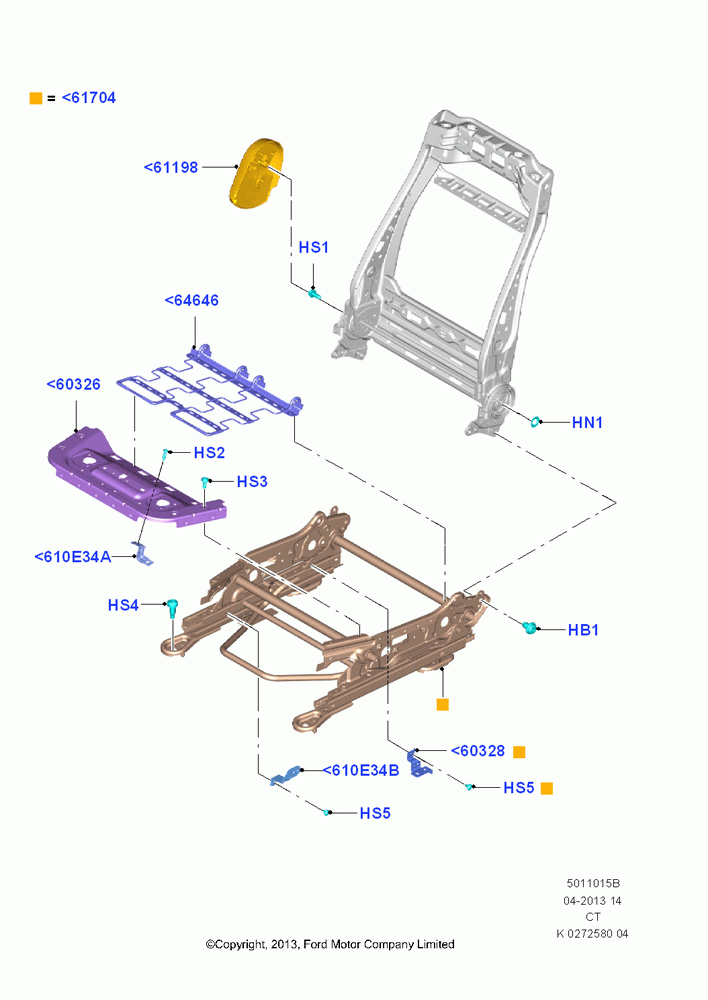 15B - Front Seat Base, Passenger Seat; 29/APR/2013-01/AUG/2019