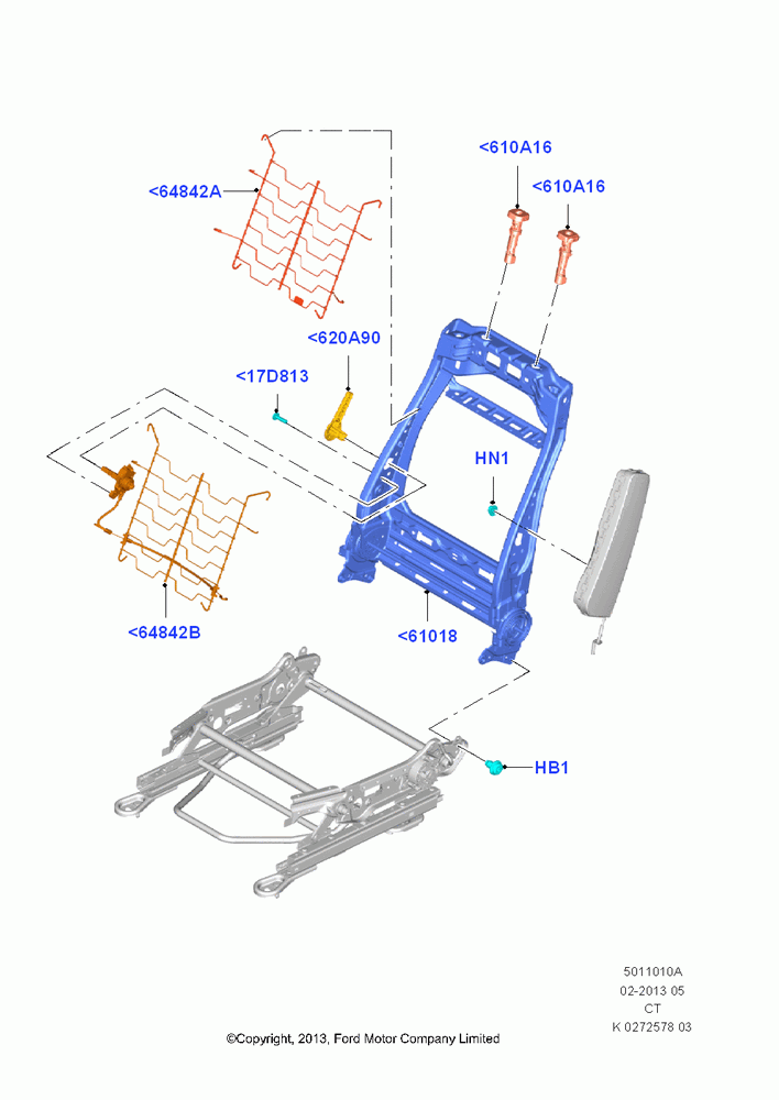 10A - Front Seat Back, With Low Back Front Seats; 29/APR/2013-01/AUG/2019
