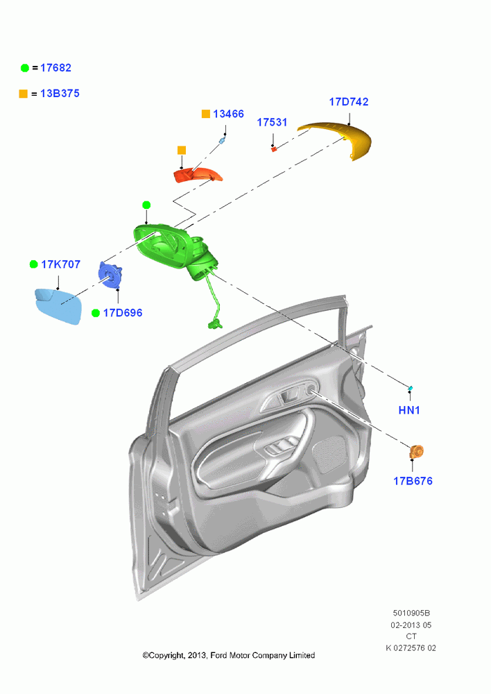 05B - Exterior Rear View Mirror, Dual Pwr Heated Signal Mirror-Black, Dual Power Adj/Heat/Bld Spt/Signal, Du Pwr/Signal/Blind Spot Mont; 29/APR/2013-01/AUG/2019