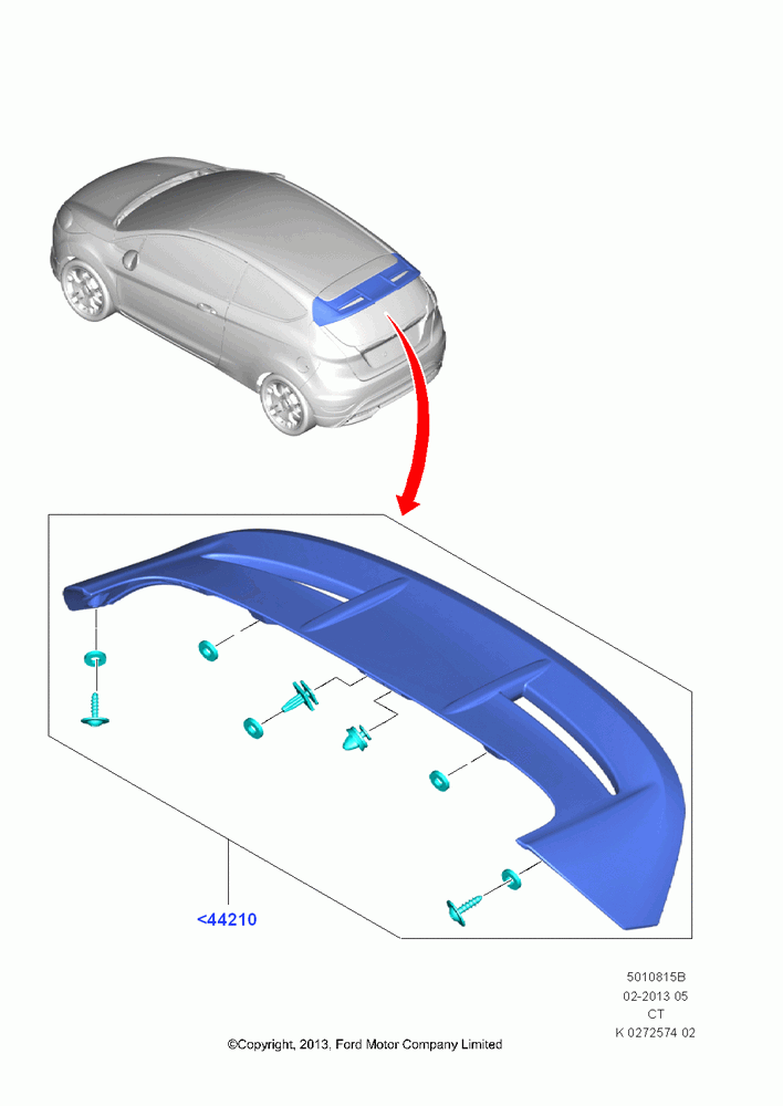 15B - Spoiler and Related Parts, With Large Single Wing Rear Spoiler; 29/APR/2013-01/AUG/2019