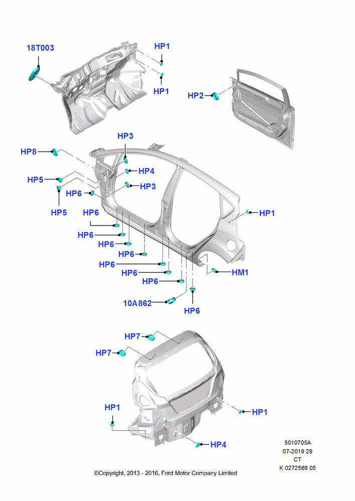 05A - Plugs - Body, 5 Door Sedan; 29/APR/2013-01/AUG/2019