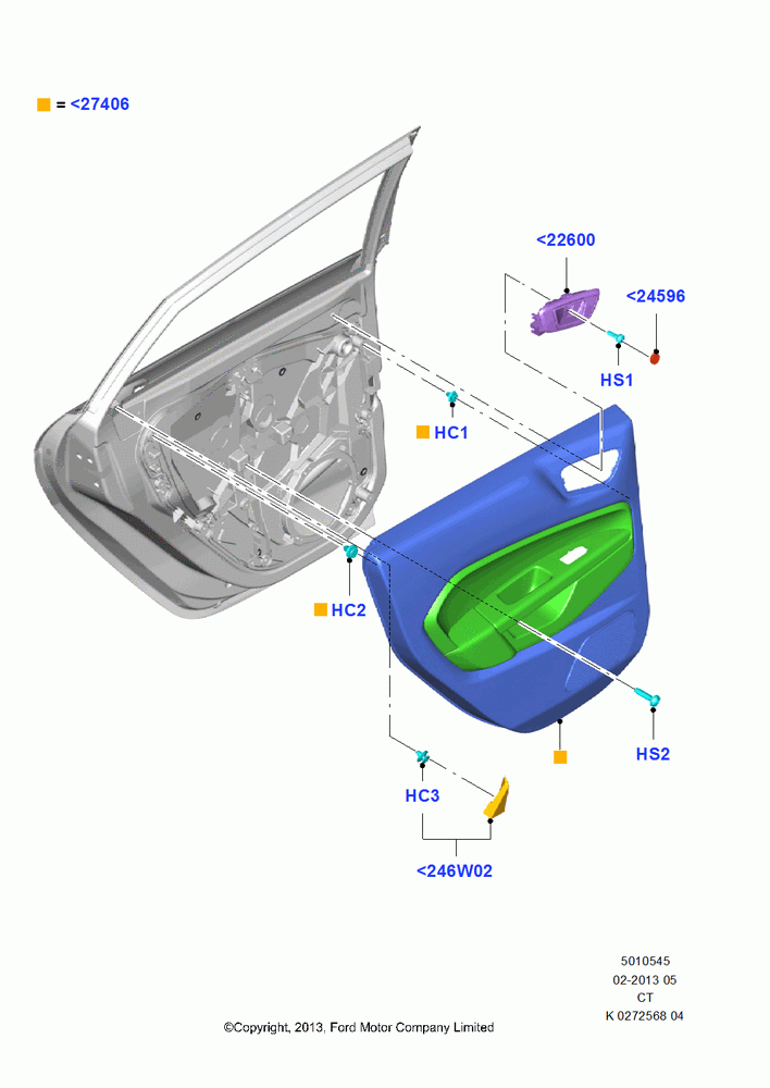 45 - Rear Door Trim Panels; 29/APR/2013-01/AUG/2019