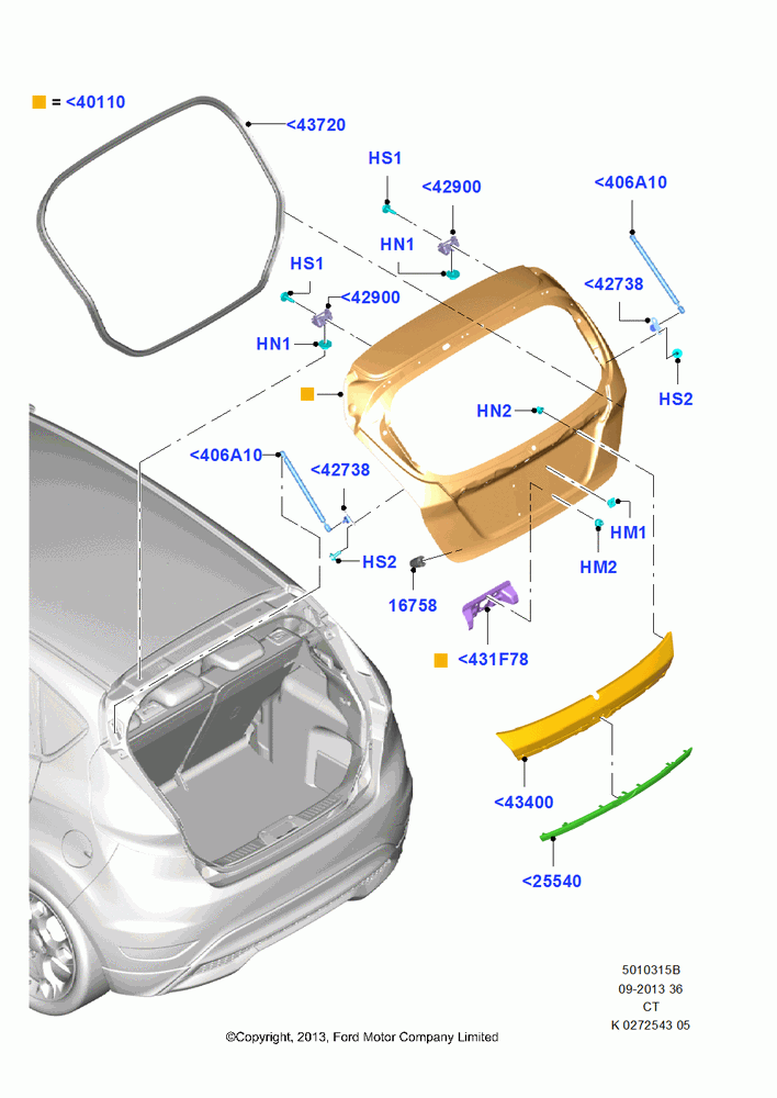 15B - Luggage Compartment Door, 5 Door Sedan; 29/APR/2013-01/AUG/2019
