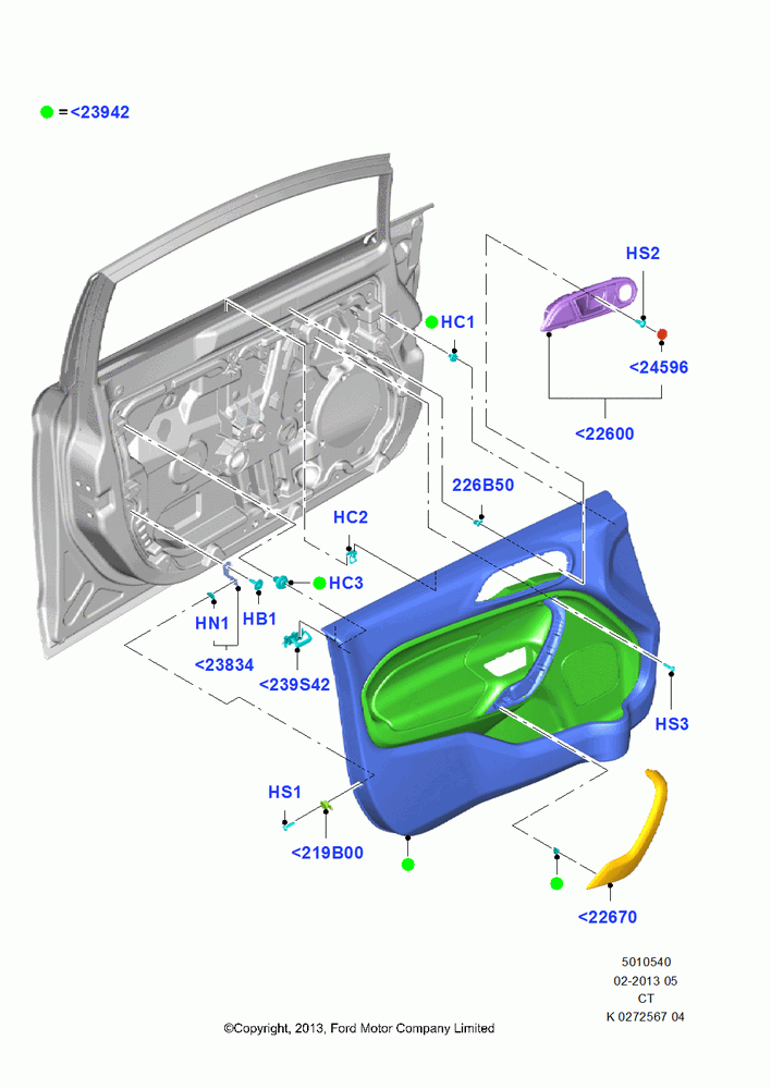 40 - Front Door Trim Panels; 29/APR/2013-01/AUG/2019