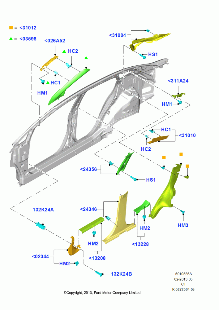25A - Side Trim, 4 Door Sedan; 29/APR/2013-01/AUG/2019