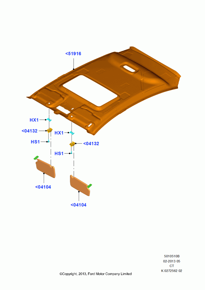 10B - Headlining and Sun Visors, 5 Door Sedan; 29/APR/2013-01/AUG/2019