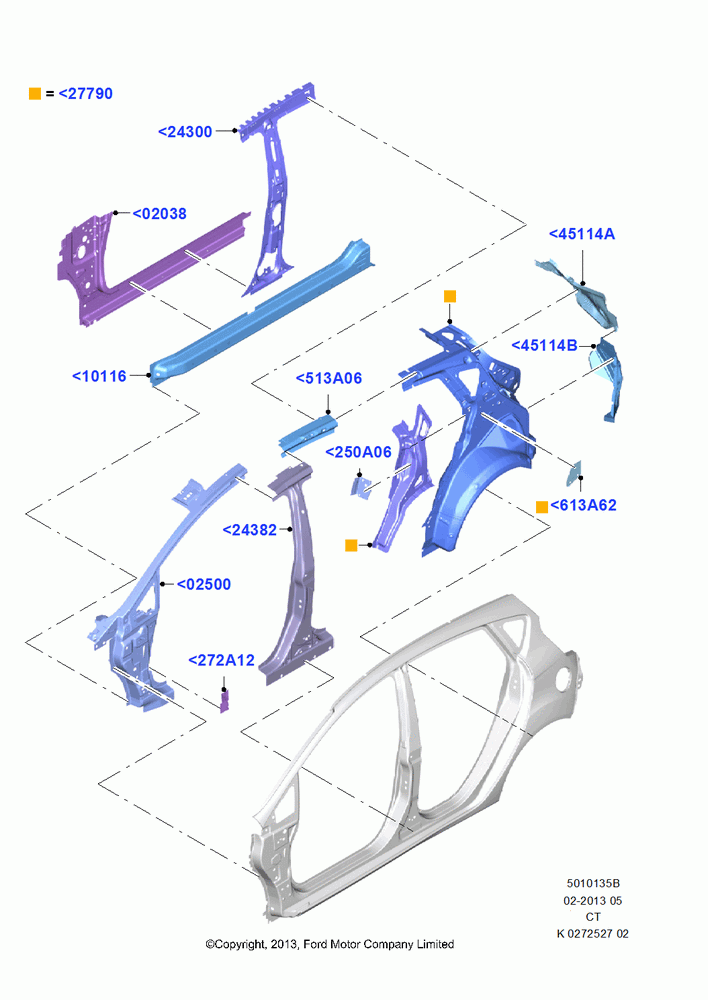 35B - Side Panels - Inner, 5 Door Sedan; 29/APR/2013-01/AUG/2019