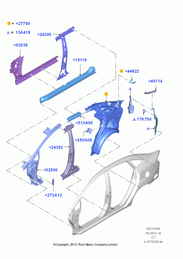 35A - Side Panels - Inner, 4 Door Sedan; 29/APR/2013-01/AUG/2019