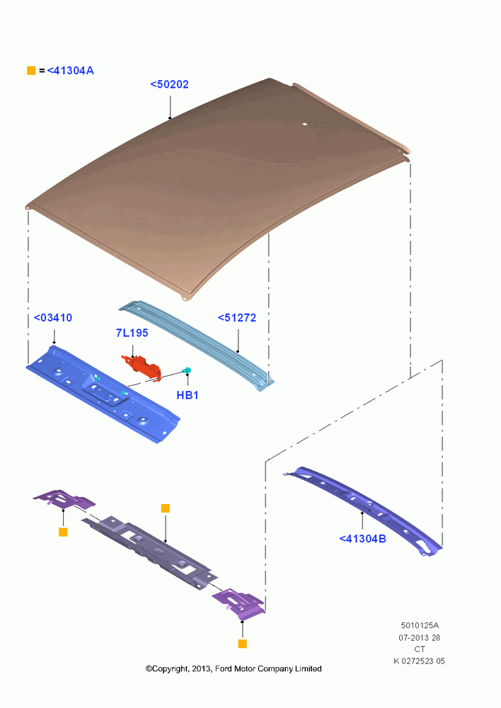 25A - Roof - Sheet Metal, Less Sun Roof; 29/APR/2013-01/AUG/2019