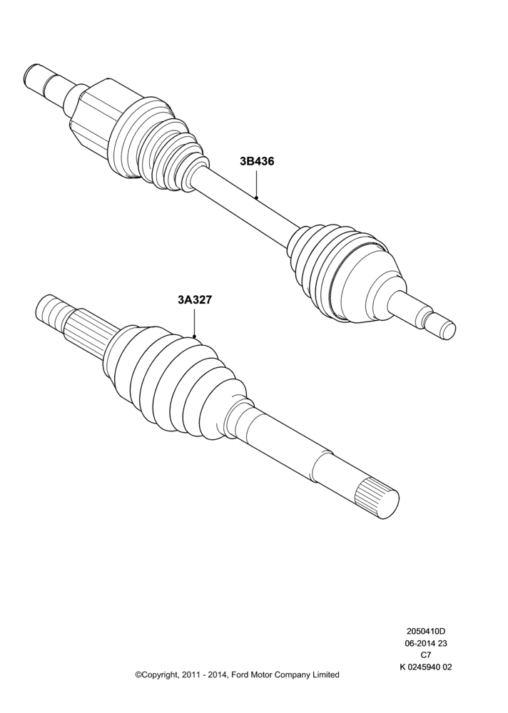 10D - Drive Shaft - Front Axle Drive, 72V/350 AMP Electric Motor, (+)"CDN/PR/USA"; 17/JAN/2011