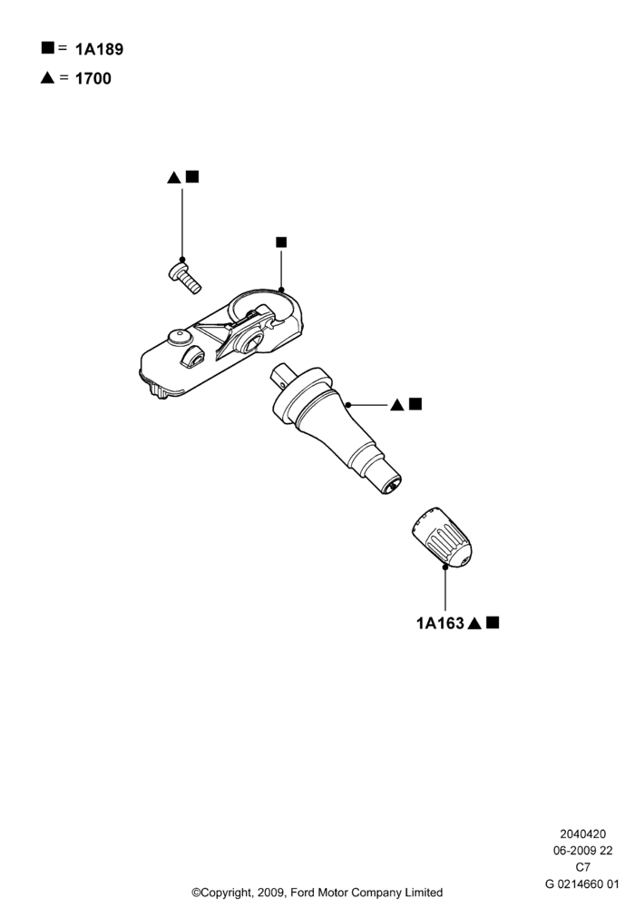 20 - Tire Pressure Monitor System, (+)"CDN/PR/USA"; 01/APR/2009