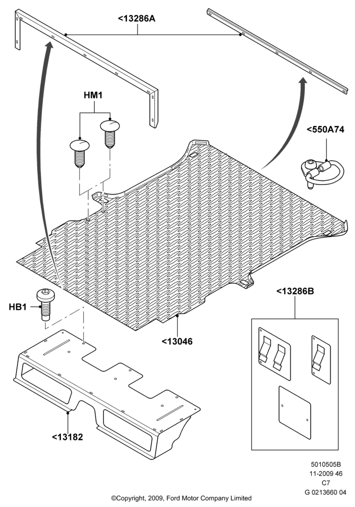 05B - Floor Trim, (+)"CDN/PR/USA", Seat Delete; 01/APR/2009