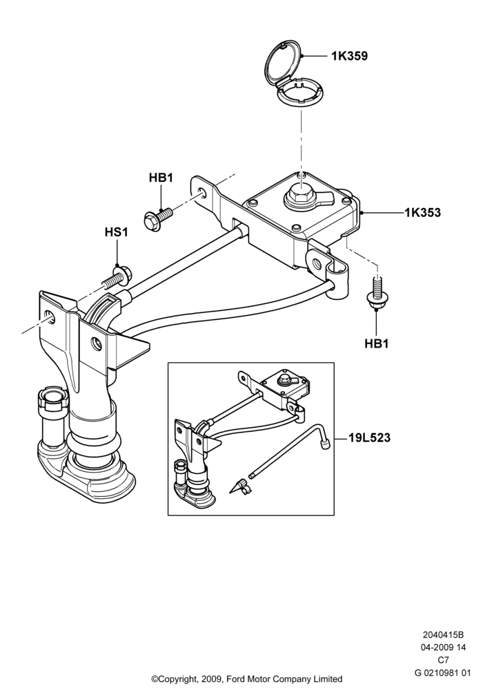 15B - Spare Wheel Carrier, (+)"CDN/PR/USA"; 01/APR/2009