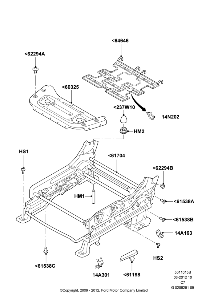 15B - Front Seat Base, (+)"CDN/PR/USA"; 01/APR/2009