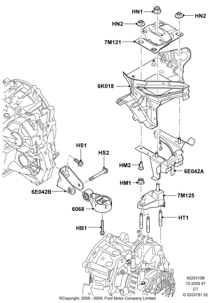 10B - Transmission Mounting, 4-Speed Automatic Transaxle - 4F27E, (+)"CDN/PR/USA"; 01/APR/2009