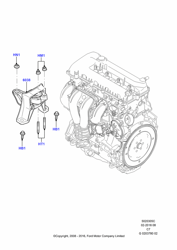 05C - Engine Mounting, 2.0L Duratec HE (137PS), (+)"CDN/PR/USA"; 01/APR/2009