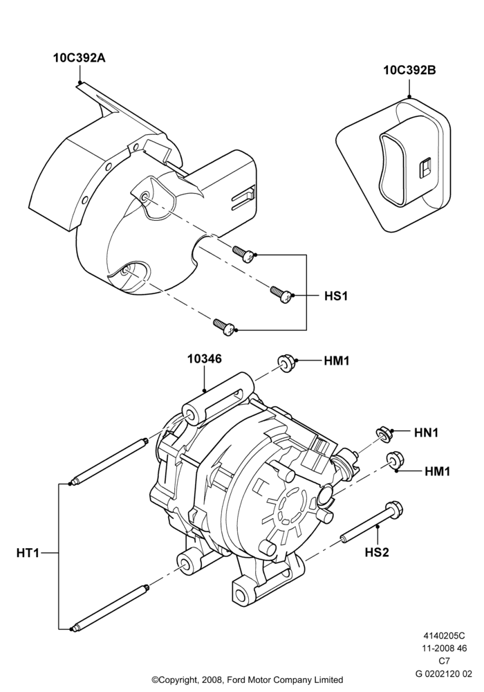 05C - Alternator and Mountings, 2.0L Duratec HE (137PS); 01/APR/2009