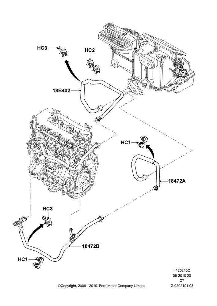 15C - Heater Hoses, 2.0L Duratec HE (137PS); 01/APR/2009