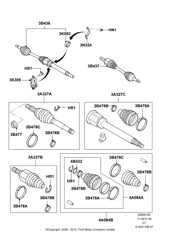 10C - Drive Shaft - Front Axle Drive, 2.0L Duratec HE (137PS), (+)"CDN/PR/USA"; 01/APR/2009