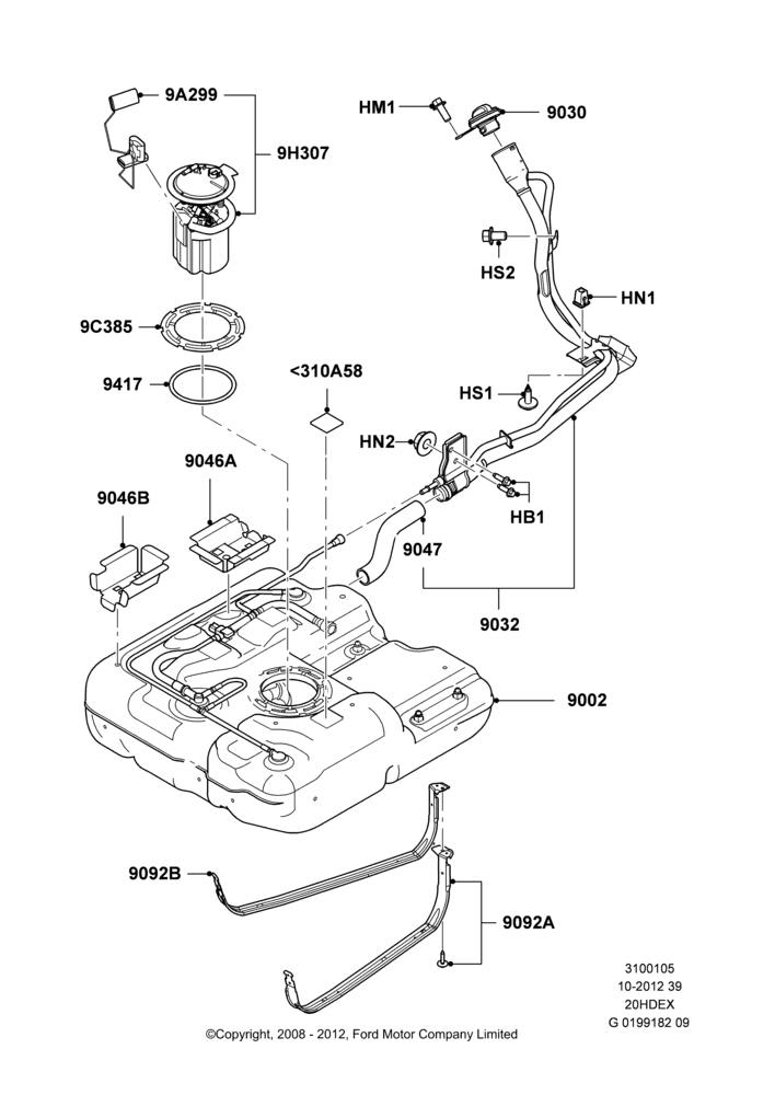 05 - Fuel Tank, 2.0L Duratec HE (137PS); 01/APR/2009