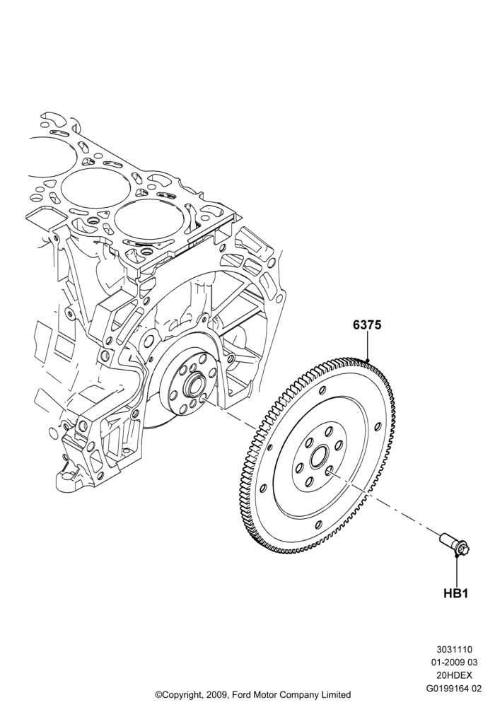 10 - Flywheel, 2.0L Duratec HE (137PS); 01/APR/2009