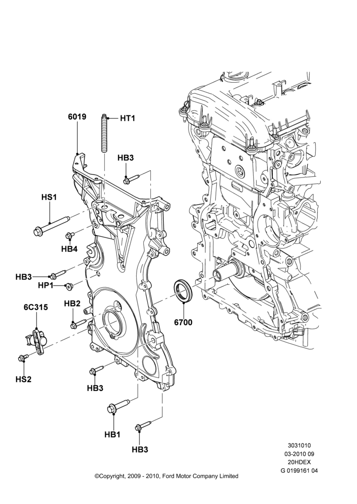 10 - Timing Gear Covers, 2.0L Duratec HE (137PS); 01/APR/2009