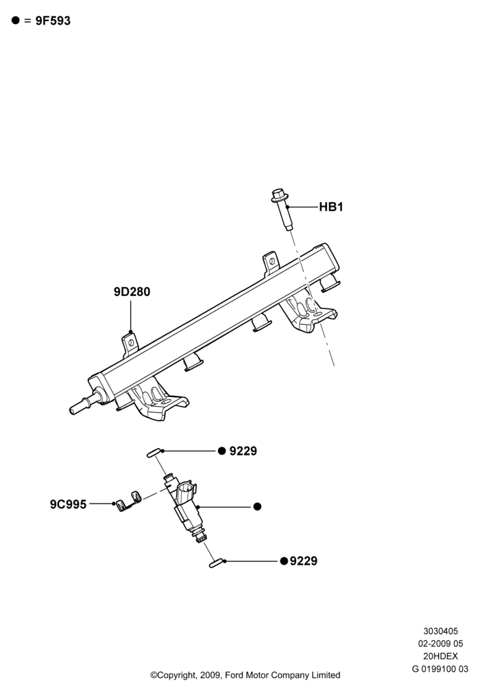 05 - Fuel Injectors and Pipes, 2.0L Duratec HE (137PS); 01/APR/2009