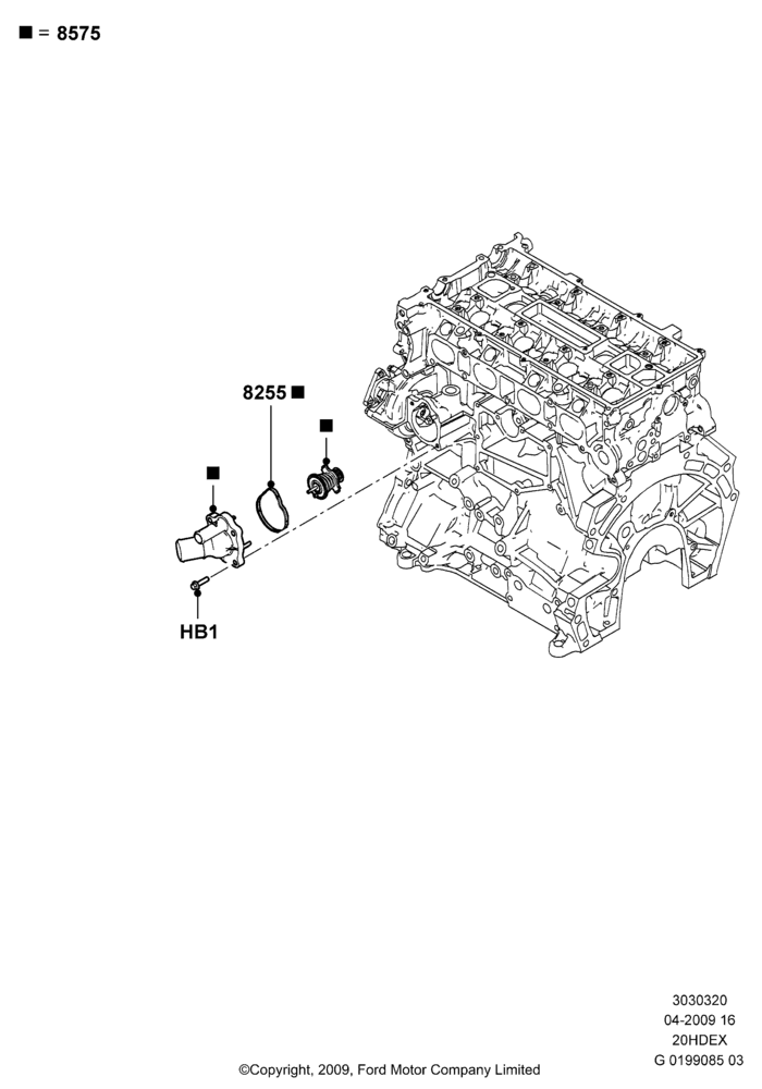 20 - Thermostat/Housing & Related Parts, 2.0L Duratec HE (137PS); 01/APR/2009