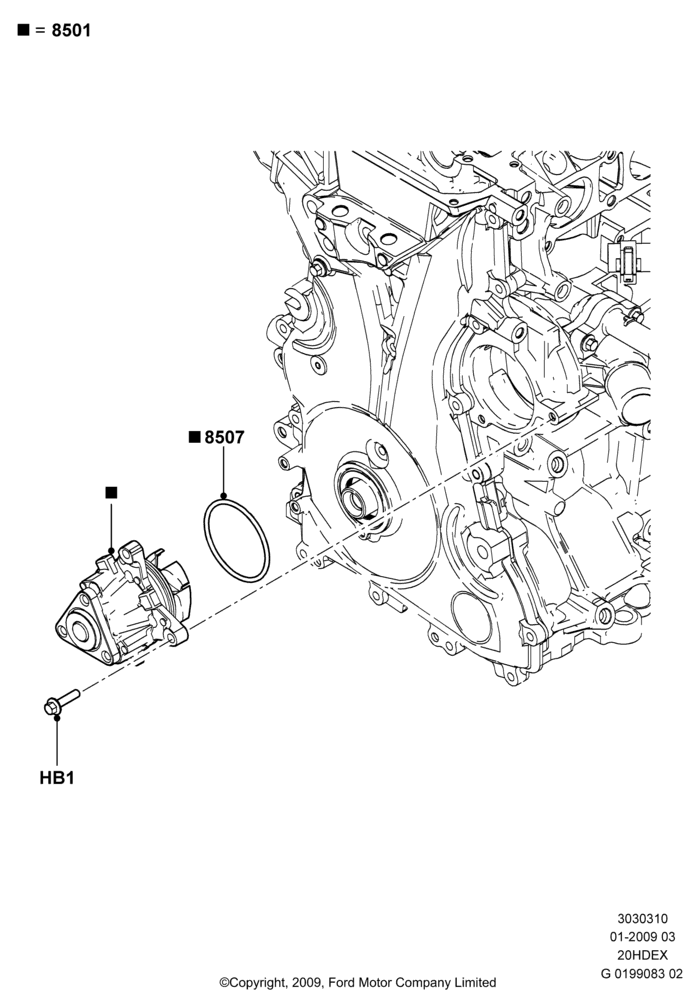 10 - Water Pump, 2.0L Duratec HE (137PS); 01/APR/2009
