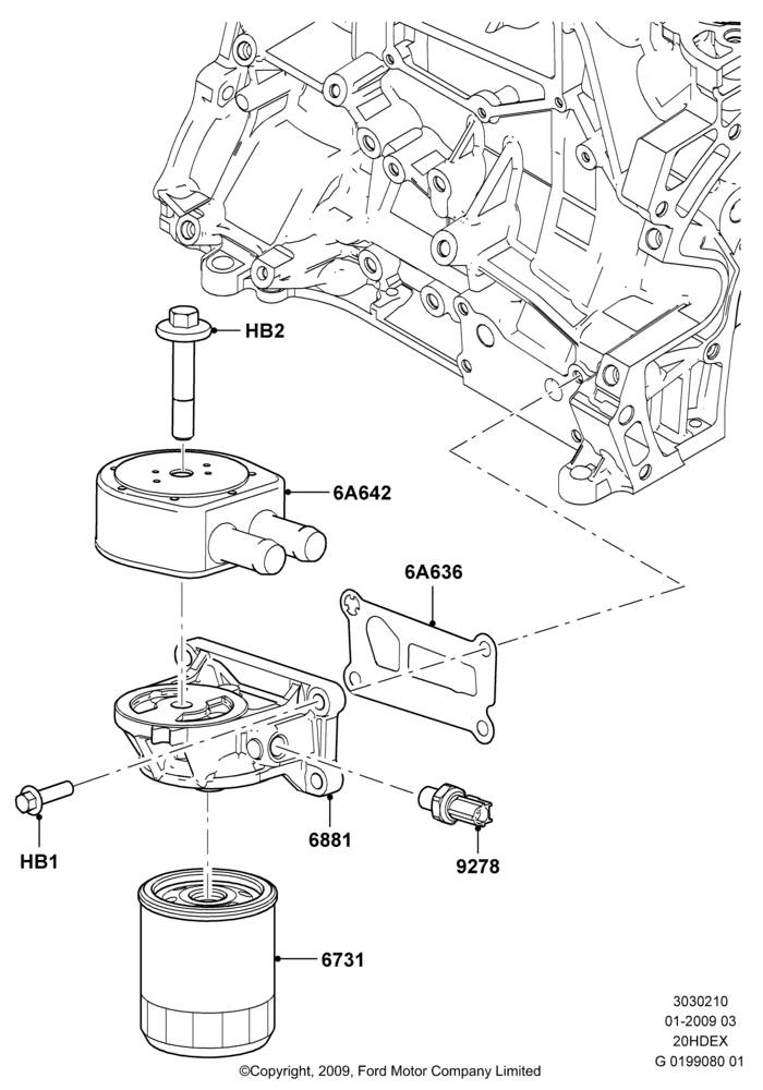 10 - Oil Cooler and Filter, 2.0L Duratec HE (137PS); 01/APR/2009