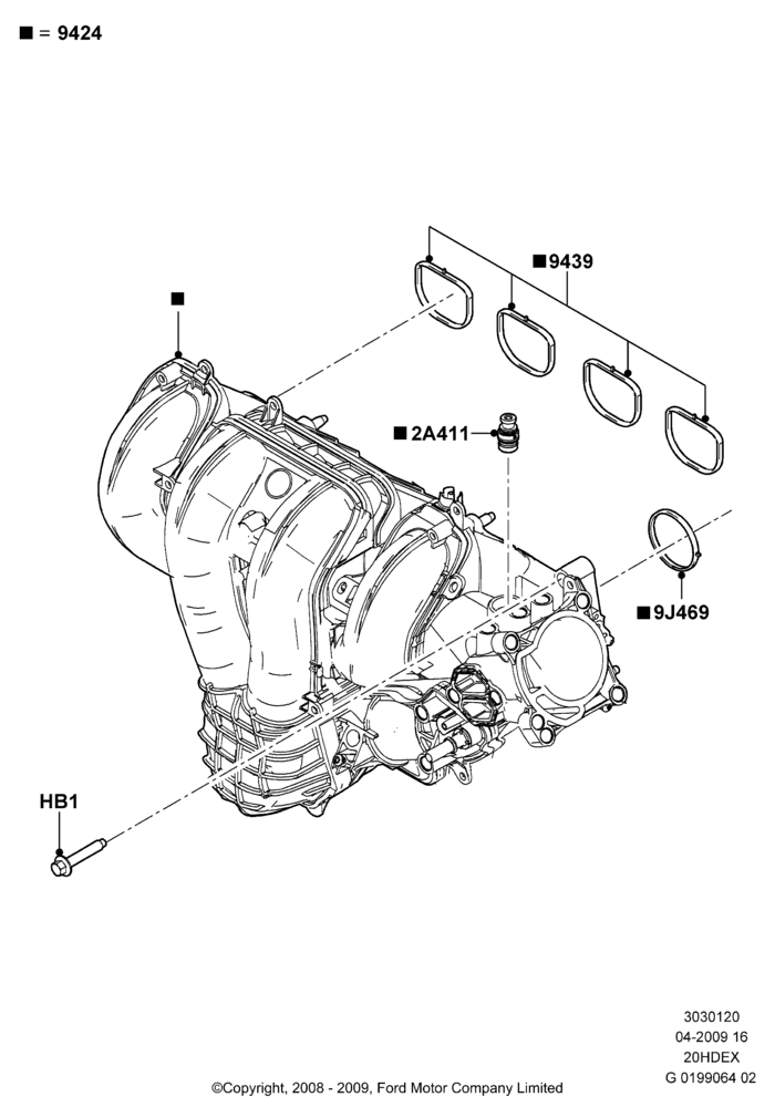 20 - Intake Manifold, 2.0L Duratec HE (137PS); 01/APR/2009