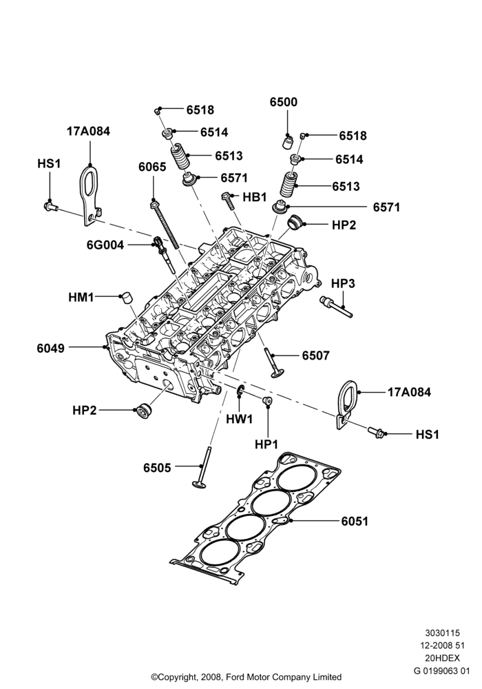 15 - Cylinder Head, 2.0L Duratec HE (137PS); 01/APR/2009