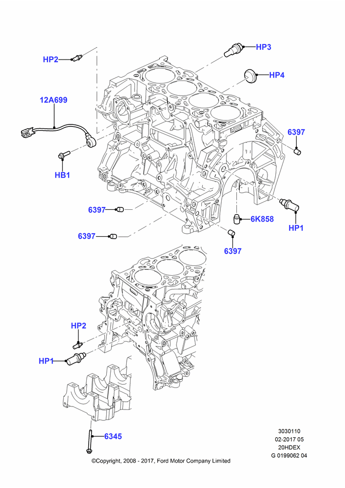 10 - Cylinder Block and Plugs, 2.0L Duratec HE (137PS); 01/APR/2009