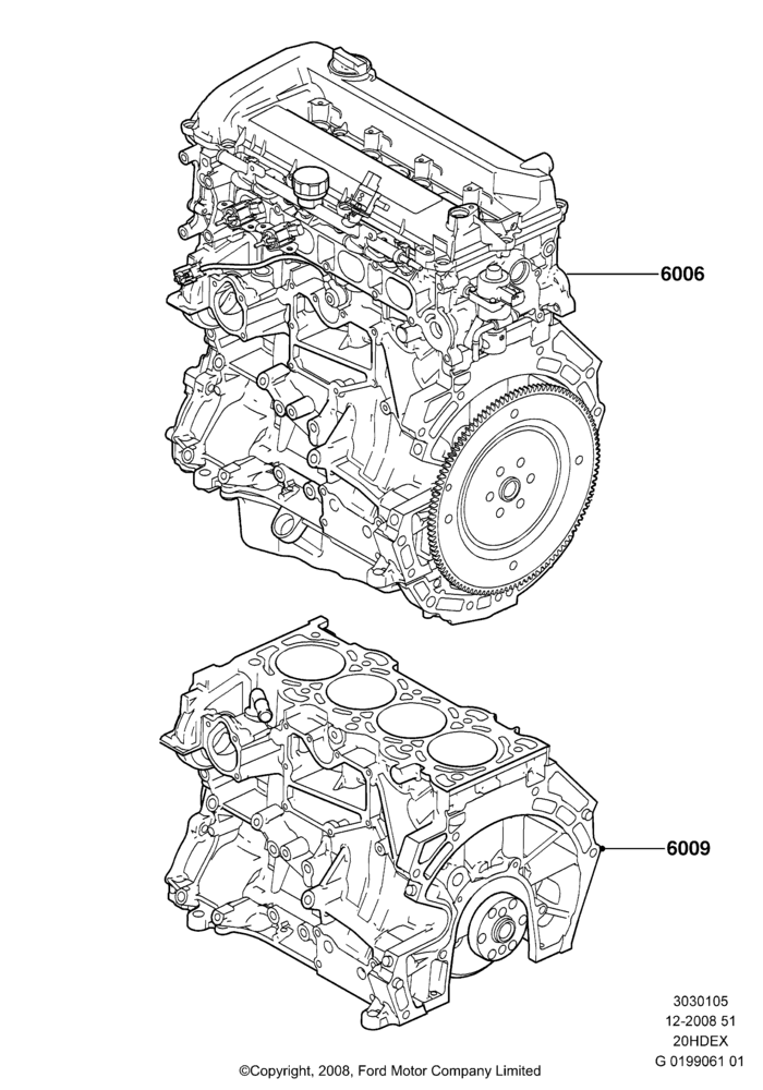 05 - Service Engine and Short Block, 2.0L Duratec HE (137PS); 01/APR/2009