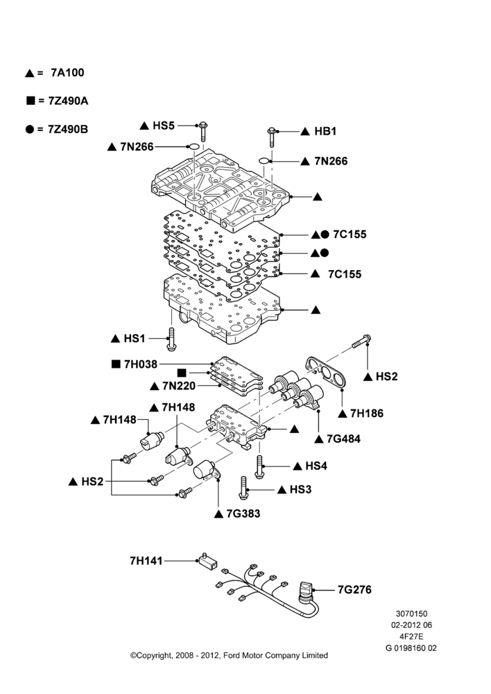 50 - Valve Body - Main Control & Servo's, 4-Speed Automatic Transaxle - 4F27E; 01/APR/2009
