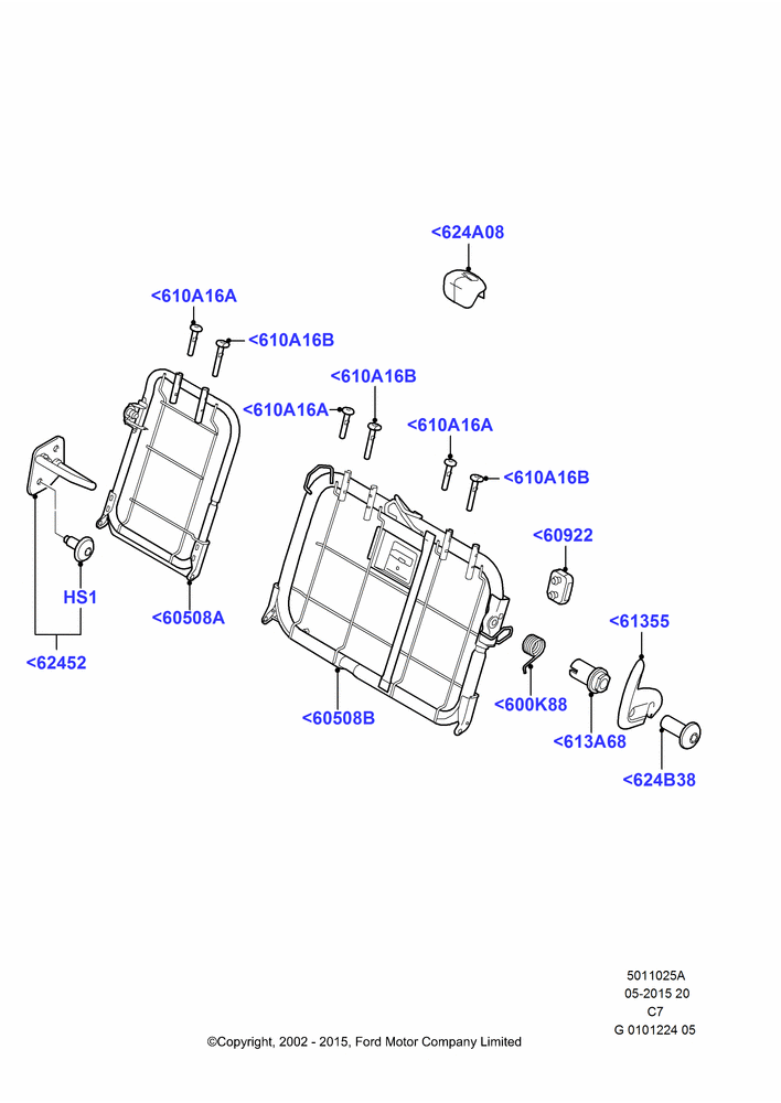 25A - Rear Seat Back, 2nd Row 60/40 (3 P) Folding Seat; 20/MAY/2002