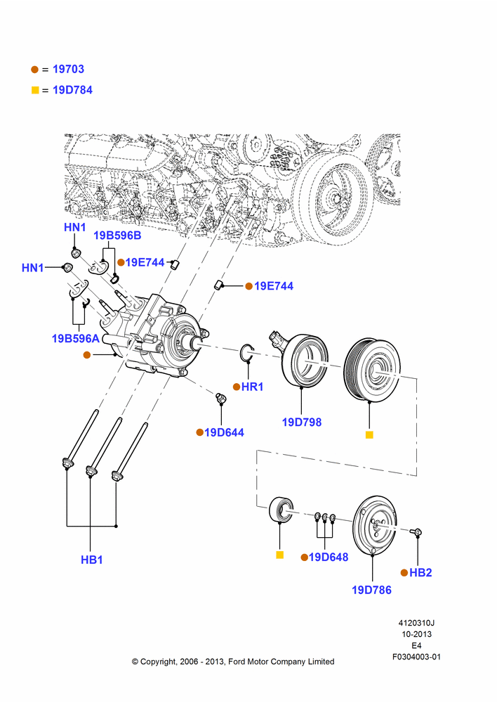 10J - Air Conditioning Condensr/Compressr, 5.4L Modular SOHC V8, 6.8L SOHC EFI NA V10 Gas, A/C Prep Pack, Less Air Conditioning, Romeo 4.6 SOHC EFI, Compressor Assy; 16/OCT/2006-26/JUL/2010