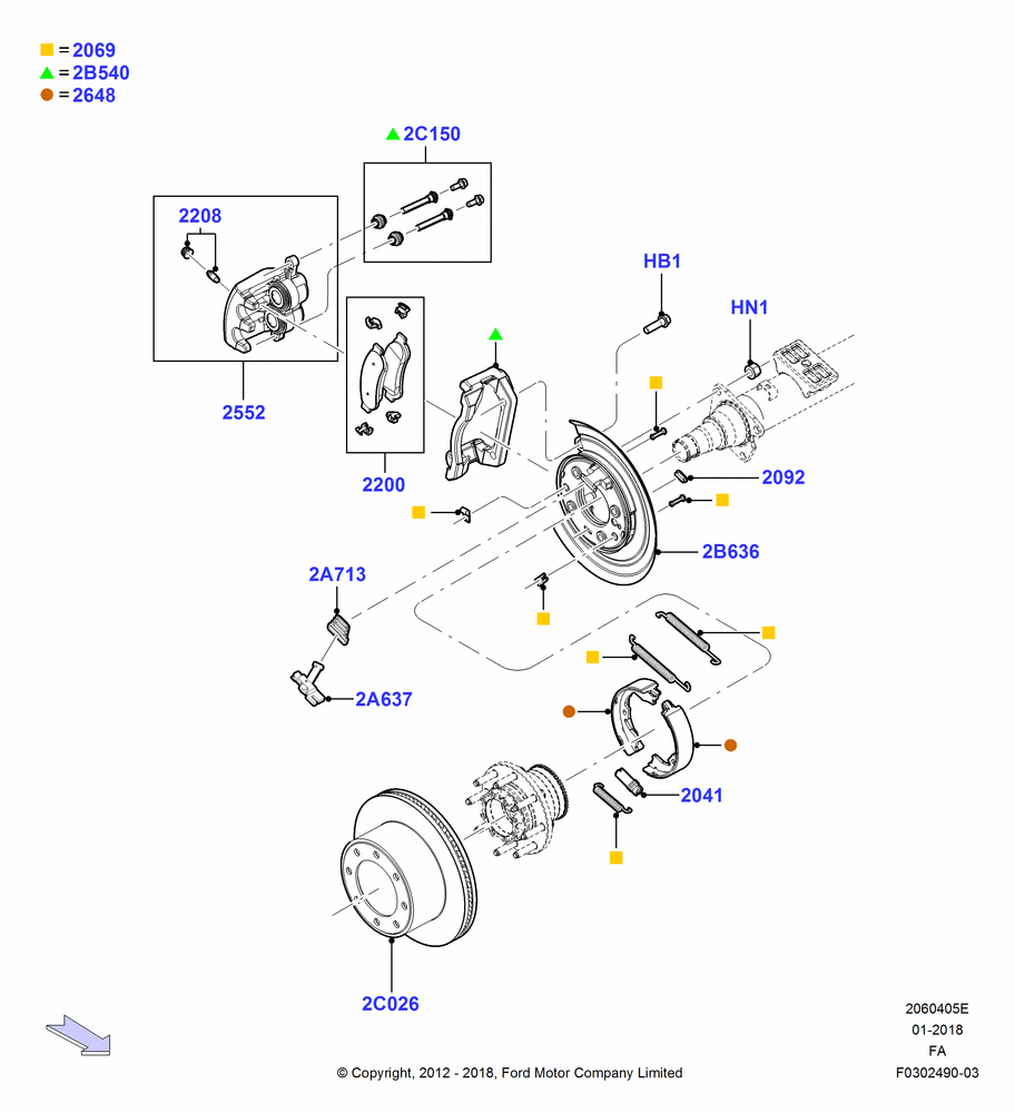 Rear Brake Discs and Calipers, Ford 250 Series, Ford 350 Series, With Single Rear Wheels