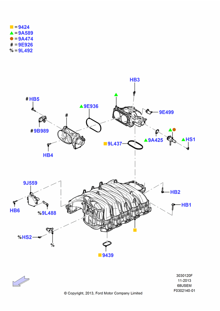 20F - Intake Manifold, 6.8L Gas EFI V10; 01/MAY/2013-05/JUL/2016