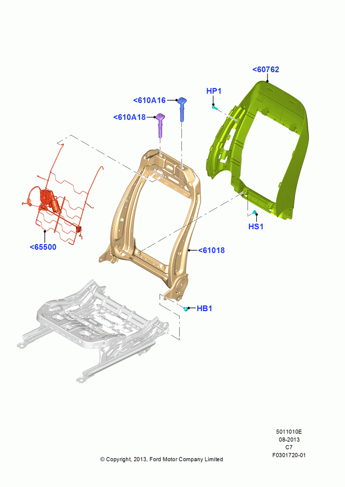 10E - Front Seat Back, With Electric Pass.Seat Recliner, With Passenger Power Lumbar Support; 04/NOV/2013-04/APR/2016