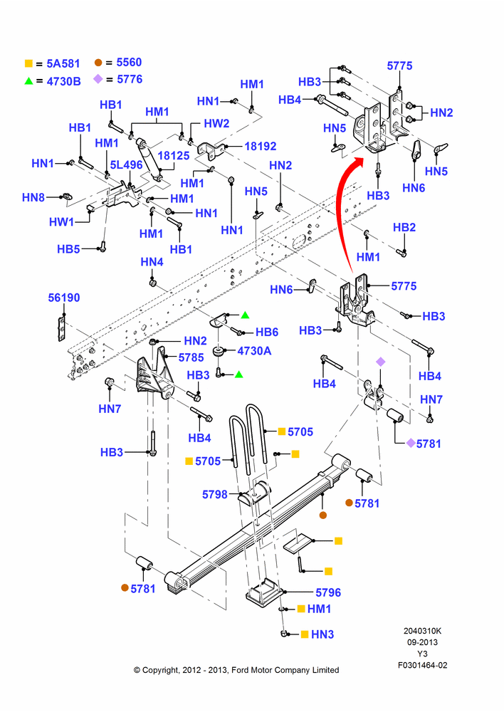 10K - Rear Springs and Shock Absorbers, Commercial Stripped Chassis, 19,500 LB. GVW, With Step Van Ramp Package; 04/JUN/2012-30/SEP/2013