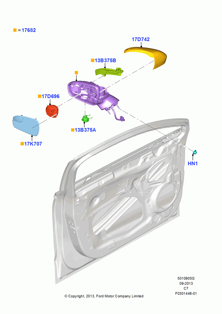 05G - Exterior Rear View Mirror, Less Blind Spot Information System, Dual Pwr/Heat/Mem/Pud Lmp/Sig Mr, Dual Pwr/Heat/Mem/E Chr/Pud Lmp Mr; 13/AUG/2012