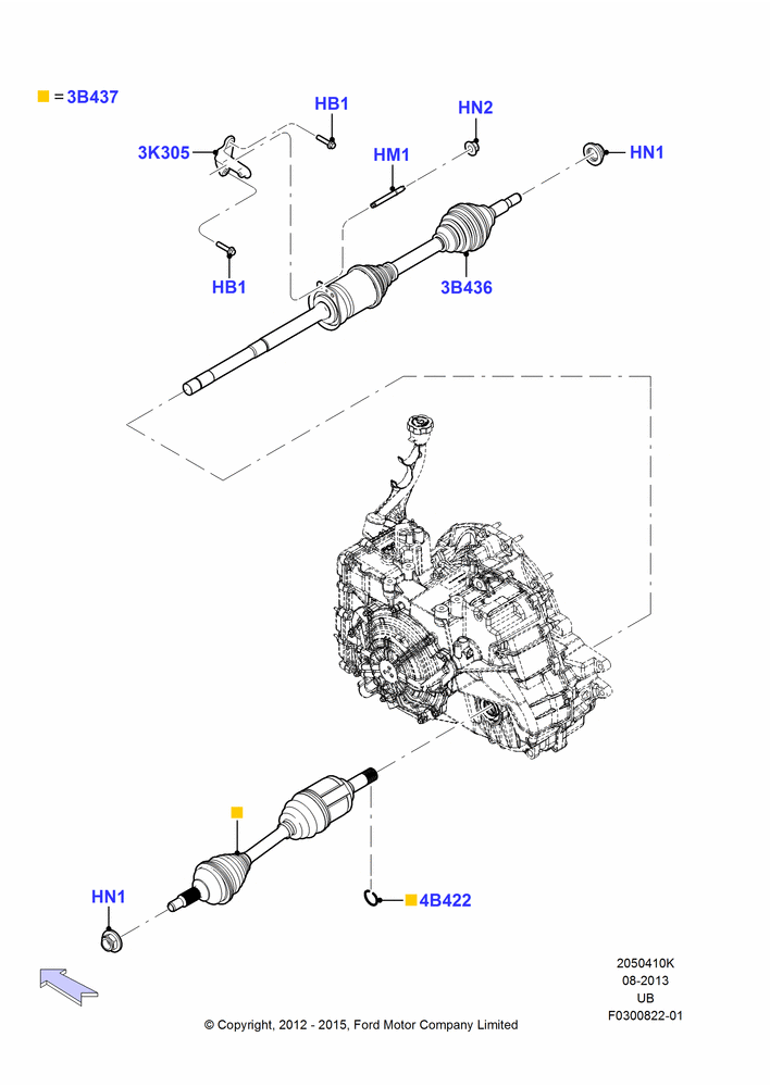 10K - Drive Shaft - Front Axle Drive, 2.0L EcoBoost (240PS); 09/JAN/2012-04/MAY/2015