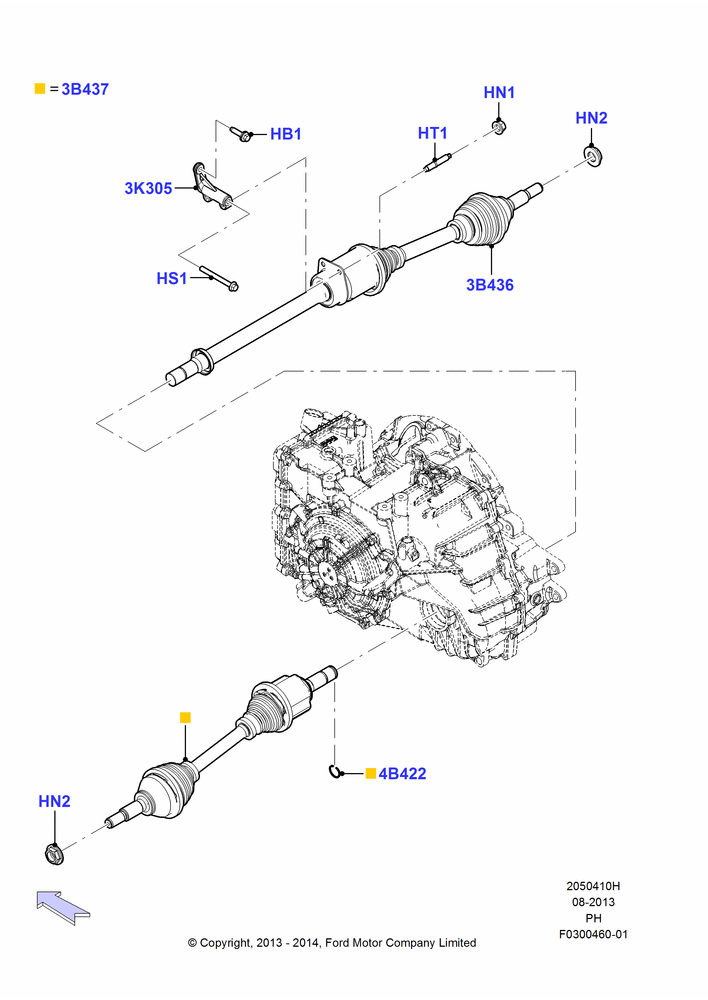 10H - Drive Shaft - Front Axle Drive, 3.5L Cyclone V6 Petrol TIVCT, Limited Version, SE Version, SEL Version; 22/JAN/2014-02/JUN/2014