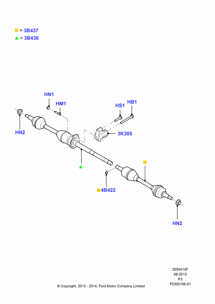 10F - Drive Shaft - Front Axle Drive, 3.5L Cyclone V6 Petrol TIVCT; 10/OCT/2013-19/JAN/2015
