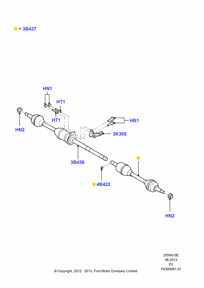 10E - Drive Shaft - Front Axle Drive, 3.5L Cyclone V6 Petrol TIVCT; 29/FEB/2012-10/OCT/2013